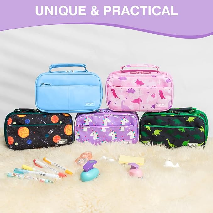 VASCHY Pencil Case for Girls, Aesthetic Kawaii Large Pencil Pouch Stationary Pencil Bag/Box for Preppy Kids, Pen Organizer Holder School Supply Unicorn