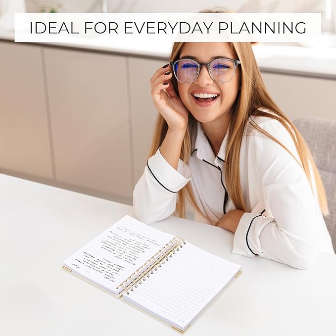 Aesthetic Thick Spiral Notebook Journal For Women in A5 Format - Modern Linen Hardcover College Ruled Note Book With 220 Lined Pages - Perfect For Writing And Staying Organized at Work or Schoo