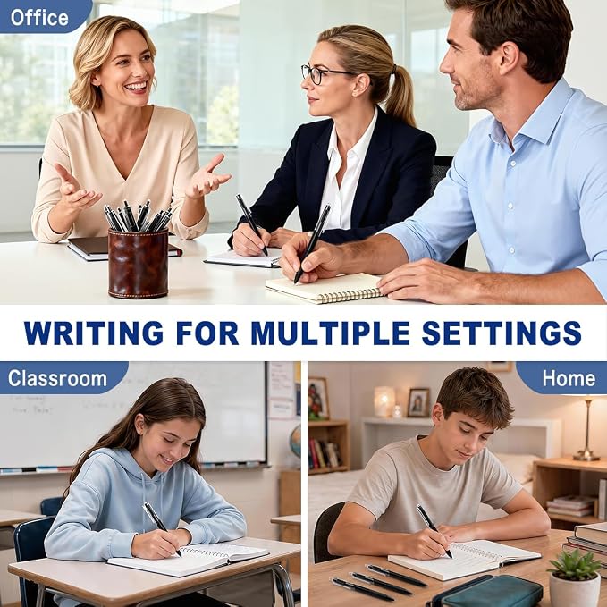 100 Count Black Gel Pens Bulk, Retractable 0.7mm Medium Point Pen | Smooth Quick-Drying Ink for Back to School Supplies, Home, Classroom and Office