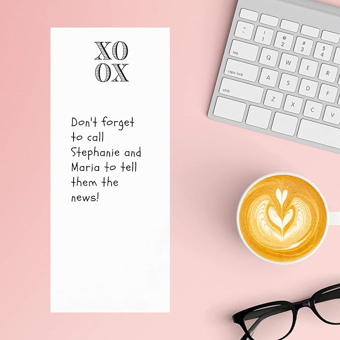 Santa Barbara Design Rectangular Acrylic Notepaper Holder with 125 Sheets Heavyweight Paper, 10" x 4.5", XOXO