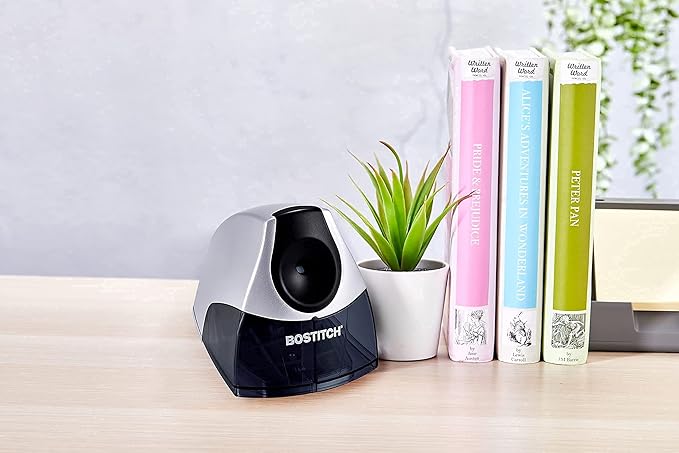 Bostitch Office Electric Pencil Sharpener for Classroom & Desk Use, Heavy-Duty Stall-Free Motor, High-Capacity Shavings Tray, Silver