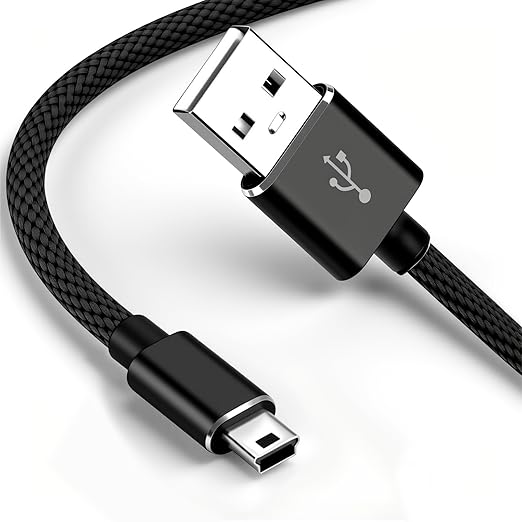 Mini USB Charger Cable for Texas Instruments TI-84 Plus CE/TI-84 Plus C Silver Edition/TI-89/TI-Nspire CX & CX CAS Graphing Calculators, Nylon-Braided 3FT Charging & Data Cord with Cable Tie