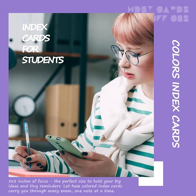 120 Count Index Cards 5x8 Colored Ruled 5 by 8 Index Flash Cards for Studying, Colored Lined Index Note Cards 5 x 8 Cards, Notecards 5x8 Lined Index Cards Ruled 5 x 8" Flashcards, 6 Assorted Colors