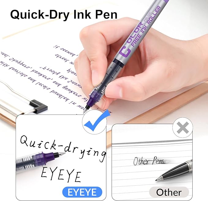 EYEYE 10 Pack Multicolor Rollerball Pens, 0.7mm Medium Point Roller Ball Pens, Liquid Ink Pen Fine Point Smooth Writing Pens for Journaling, Note Taking, Office & School Supplies