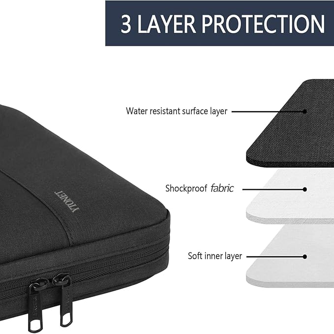 Ytonet Laptop Case 15.6 Inch, Water Resistant Laptop Bag Sleeve for Men Women Slim Coputer Cover TSA Computer Case Carrying Bag with Handle, Compatible with MacBook Pro Lenovo HP Dell Notebooks Black