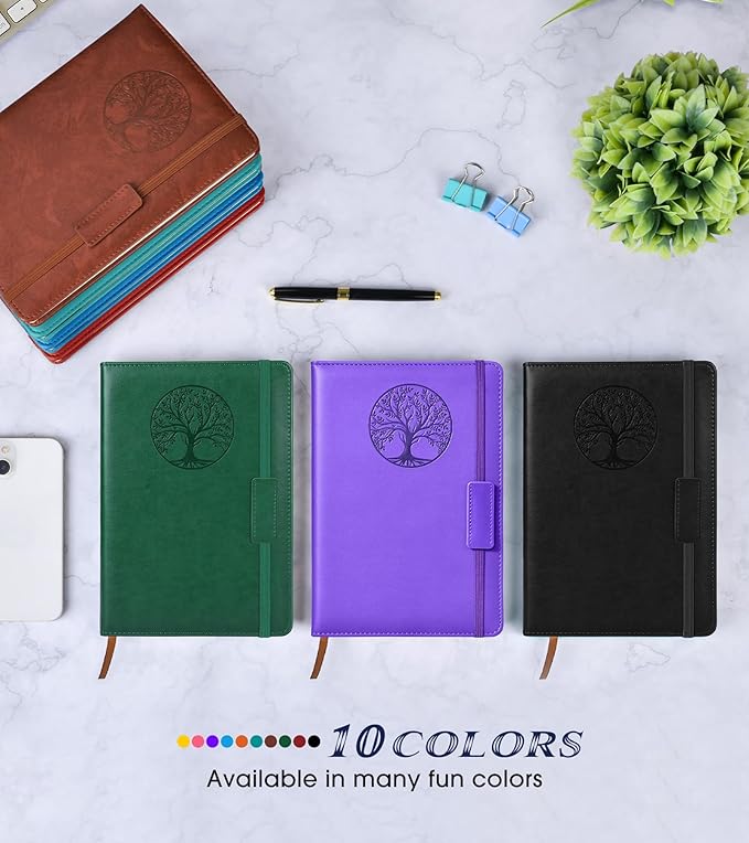 Lined Journal Notebook for Women Men,256 Thick Pages,A5 Hardcover Vintage Leather Journal for Writing,Travel,Business,Work, School,College Ruled Notebooks for Note Taking,Daily Diary 5.7"×8.3"