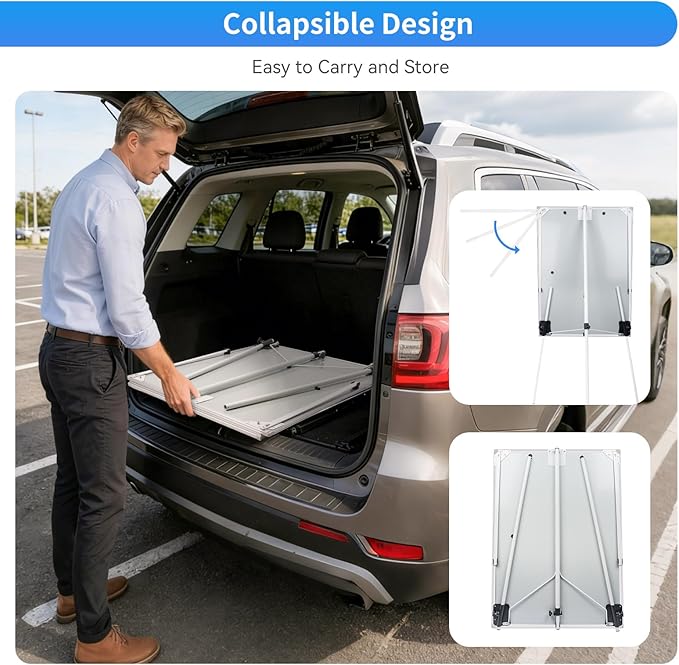 Easel Whiteboard 40x28 Inch, Portable Magnetic Dry Erase Height Adjustable Tripod Stand with 2 Extendable Side Arms for Flipchart, Home Office School Use, White