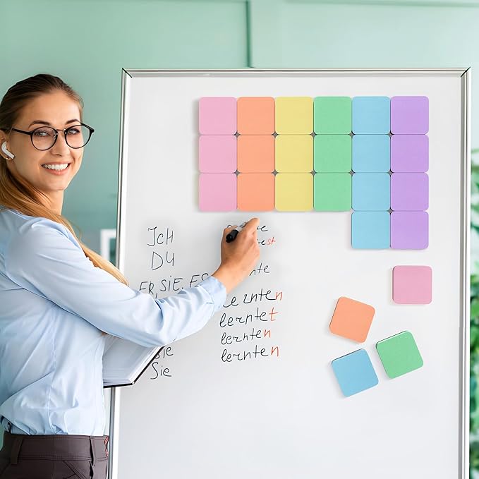 MaxGear Whiteboard Erasers Magnetic, 24 Pack Mini Dry Erase Erasers for Chalkboard, Strong Cleaning White Board Erasers Bulk for Office Classroom, Magnetic Backing, 6 Macaron Color, 2 x 2 x 0.6 Inch