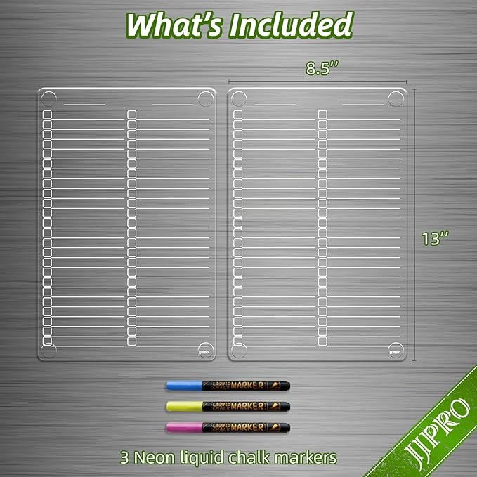 JJPRO Non-Magnetic Dry Erase List Board for Fridge, 8.5"x13" Clear Reusable to Do List for Refrigerator, Grocery List for Refrigerator,Cabinet,Wall&Glass, All Smooth Surfaces
