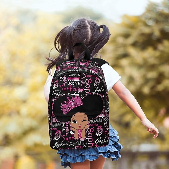 M YESCUSTOM Custom Name School Backpack for Girls Kids Boys Personalized Bookbag for Girls Elementary Kindergarten School Bag with Insulated Lunch Tote Little Kid Toddler Backpack