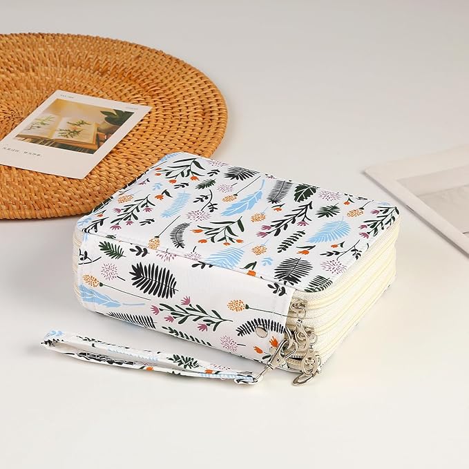 Portable Colored 72 Slots Pencil case Organizer with Printing Pattern for Watercolor Pens or Markers, Pencil Case Organizer for Artist