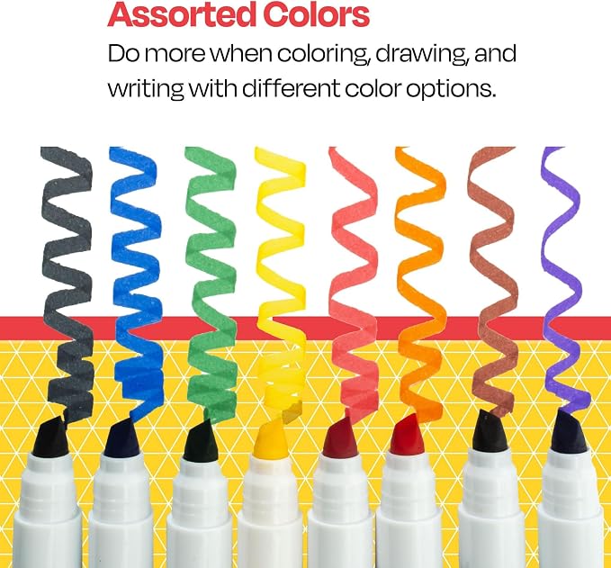 School Smart Chisel Tip Washable Markers for School, Home, and More, Assorted Colors, Pack of 8