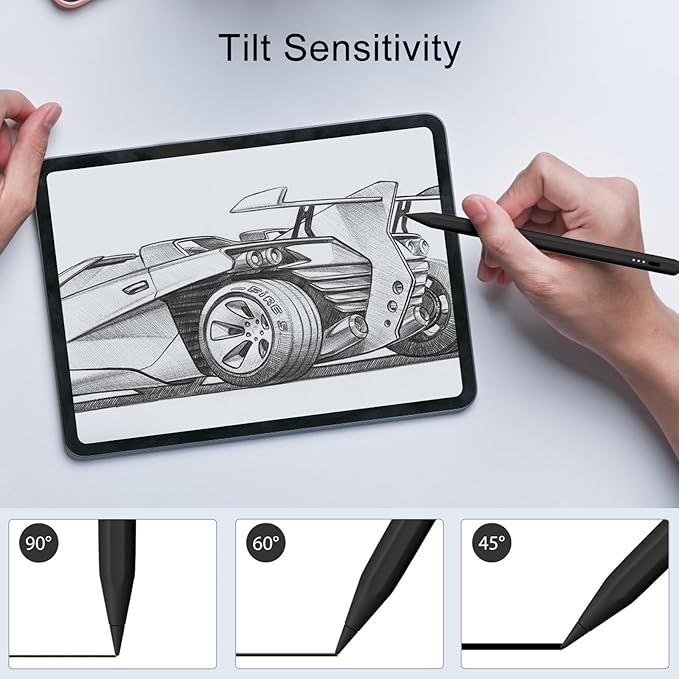 Stylus Pen for iPad, 13 mins Fast Charge Stylus with Palm Rejection, Tilt Sensitivity, Compatible with 2018-2024 iPad Air 3/4/5/6, iPad mini 5/6, iPad 6/7/8/9/10, iPad Pro 11"/12.9"/M4 (Black)