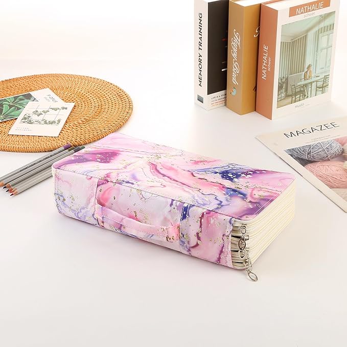 Portable Colored 300 Slots Pencil case Organizer with Printing Pattern for Watercolor Pens or Markers, Pencil Case Organizer for Artist