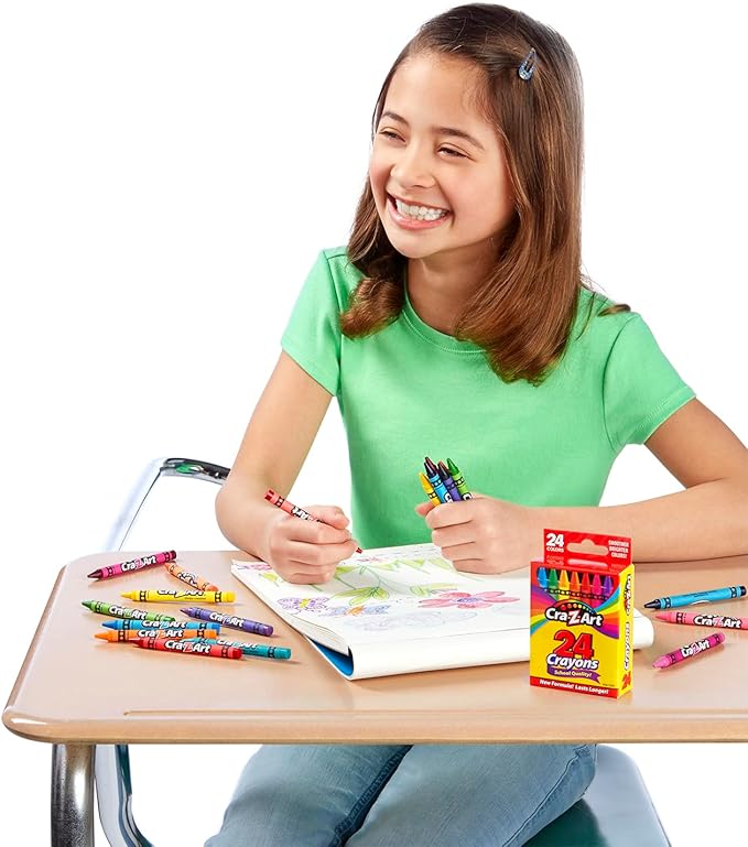 Cra-Z-Art Crayons, Bulk Pack, 24 Count, 6 Packs of Crayons, Bulk School Supplies for Classroom, Back to School Essentials