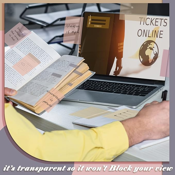 900 Pcs Bible Sticky Notes Bible Study Supplies Transparent Journaling Supplies Book Annotation Tools Translucent Clear Office Notes with Marker See Through Self(Classic Color)