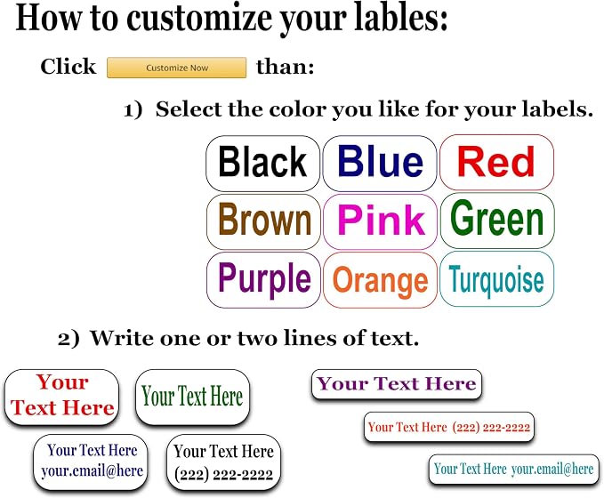 126 Personalized Waterproof Name Labels. Press and Stick Multi use Custom Name Labels. Highly Durable Customized Name Stickers with Permanent Self Adhesive. Great for School, Daycare or Camp
