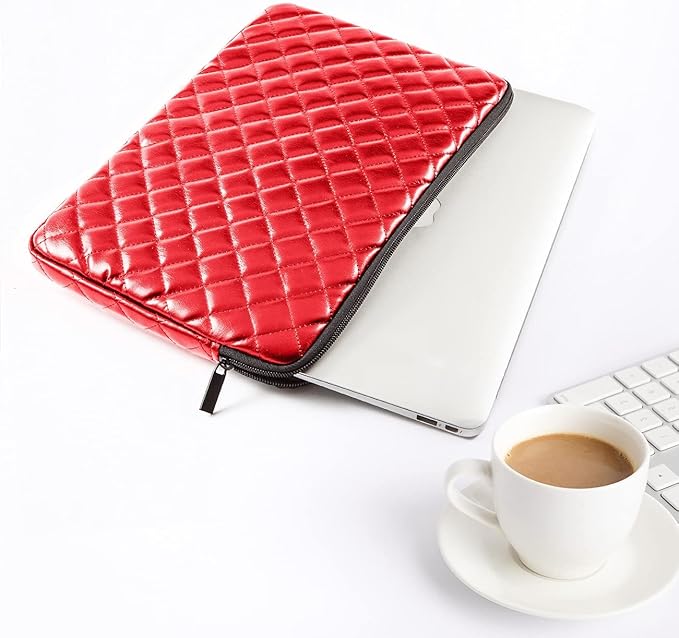 Puffy Laptop Sleeve 11 12 13 13.3 14 15 15.6 inch Case Protective Bag Quilted PU Leather Lined Padded