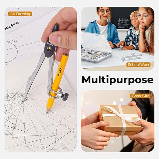 Nicpro 17 PCS Compass Geometry Set with Case + Nicpro 22 PCS Compass Geometry Tools with Case