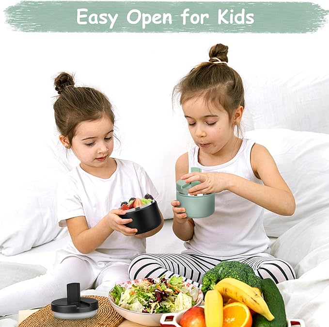 Pawtong 12oz Insulated Vacuum Food Jar with Buckle Lid Wide Mouth Soup Thermo for Hot Food Kids Leakproof Stainless Steel Lunch Container
