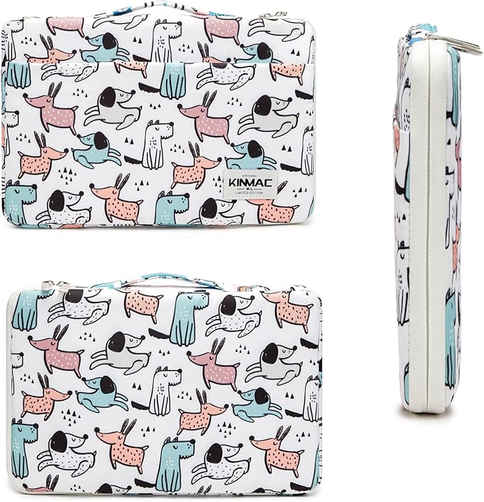 Kinmac 360° Heavy Duty Protective Laptop Computer Sleeve case Bag Cover with Handle for MacBook Pro 14 inch,14 inch-14.4 inch HP Lenovo Dell ASUS Acer Laptop (Cartoon Dogs)