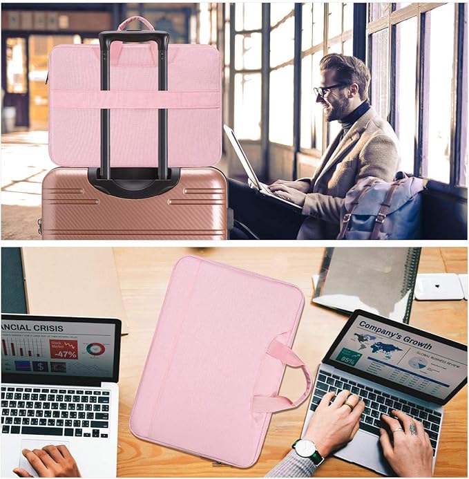 11.6-12.9 Inch Laptop Bag Sleeve Women Ladies TSA Briefcase for Macbook Neo 13 A18 Pro A3404, 13" iPad Pro M5 M4, iPad Air 13 M4 M3 2026 2025, iPad 12.9", Acer Lenovo Dell Chromebook 11.6" Case, Pink