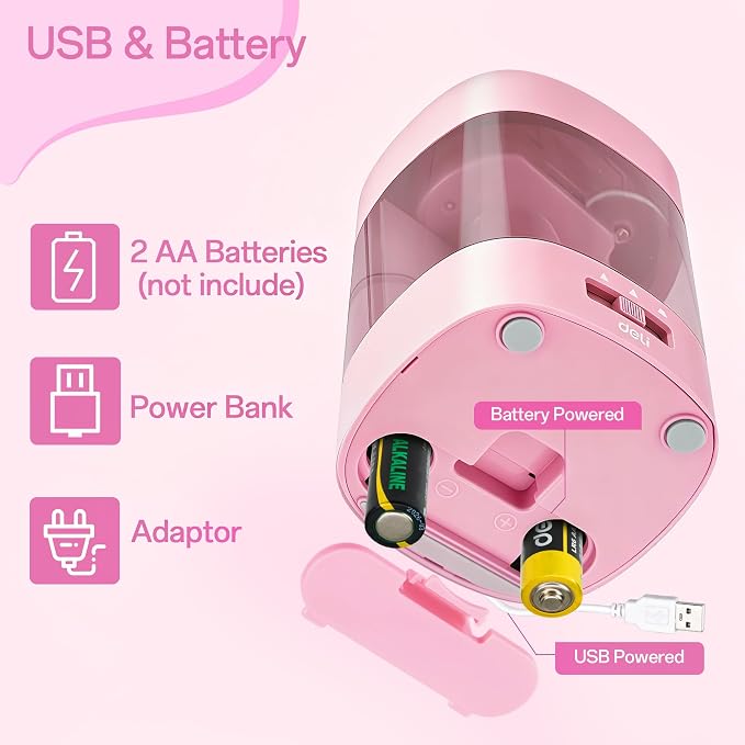 Deli Electric Pencil Sharpener, Automatic Pencil Sharpeners, Light Pink