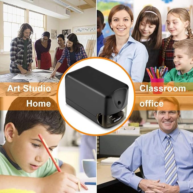 AFMAT 3 Pack Electric Pencil Sharpener, Heavy Duty Pencil Sharpener for Classroom, 6.5-8mm No.2/Colored Pencils, UL Listed, 10,000+ Sharpenings for Home, Office, School, PS13