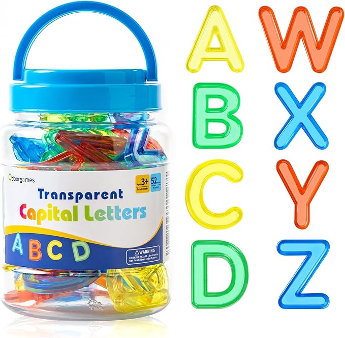 52 Pcs Translucent Capital Letters – Light Table Toys, Manipulatives and Accessories for Enhanced Learning & Fun