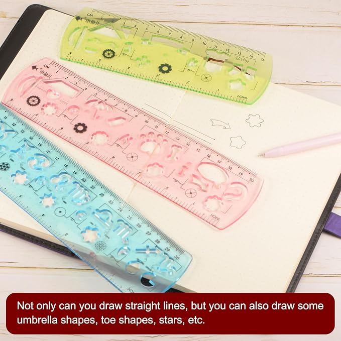 HARFINGTON Unbreakable Flexible Rulers 30cm/12" Double Scale Shatterproof Folding Plastic Ruler for Classrooms Home Office, Light Blue