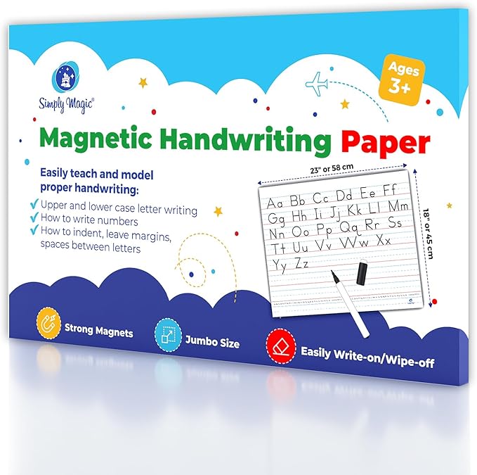 Extra Large Magnetic Handwriting Paper - 23'x18', Jumbo Magnetic Notebook Paper for Whiteboard, Giant Magnet Lined Papers for Classroom, Giant Lined Dry Erase Chart - Simply Magic