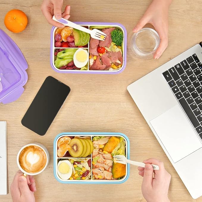 LOVINA Bento Lunch Box for Adults Kids - 1100ML/Built-in Utensil, BPA-Free | Durable, Lightweight Lunch Box Container, Perfect Size for On-the-Go Meal, Food-Safe Materials(Blue)