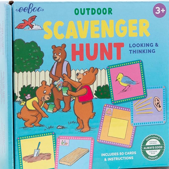 eeBoo: Scavenger Hunt Outdoors Game, 50 Illustrated Finding Cards, Develops Observation and Analytical Skills, for Ages 3 and up