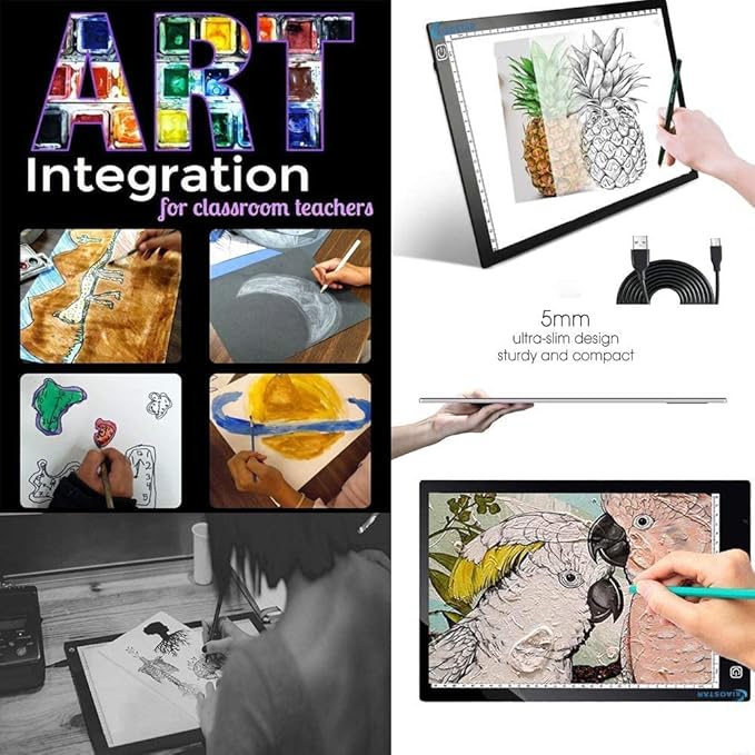 XIAOSTAR Light Box Drawing Pad, 12000 Lux LED Tracing Board A4, USB Powered (Not Rechargeable) PMMA Panel, Adjustable Brightness for Diamond Painting, Sketching, Animation, X-Ray–Includes Accessories