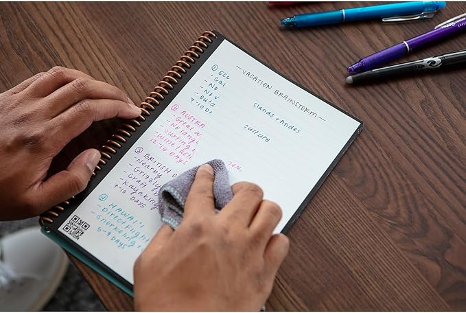 Rocketbook Fusion Smart Reusable Notebook Executive Size Notebook, 6" x 8-4/5", 7 Subjects, 21 Sheets, Black