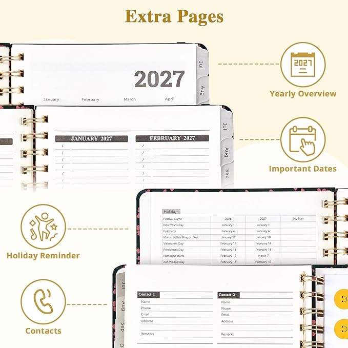 JoyCat 13-Month Academic Planner 2026-2027, June 2026 - June 2027, A5 Weekly & Monthly Planner, Hardcover Agenda with Tabs, 5 Sticker Sheets, Elastic Closure & Pocket for Teachers & Students, 6.3" x 8.5", Midnight Garden