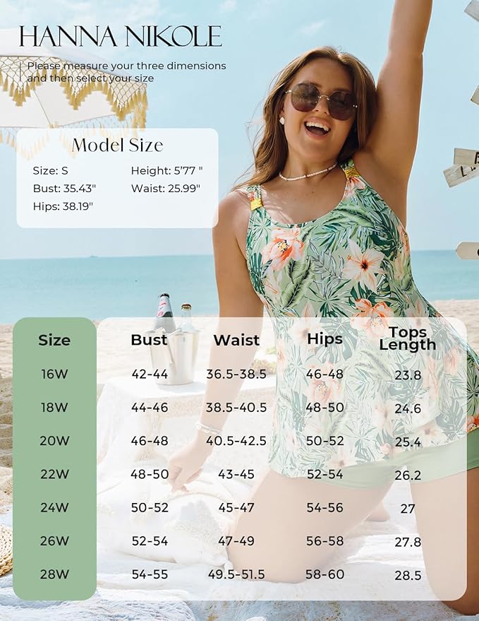 Hanna Nikole Womens Tankini Swimsuits 2 Piece Bathing Suit Flowy Ruffle Tankini Tops with Swim Shorts