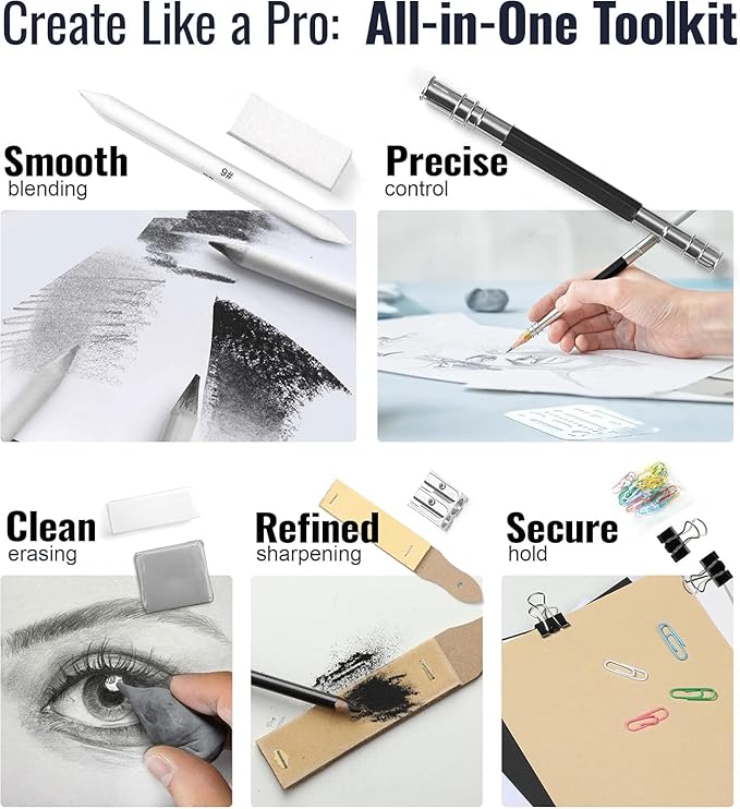 TMOL 106 Pack Art Supplies Sketching Kit with 3-Color Sketch Book, Coloring Book, Drawing Pencils with Graphite Colored Charcoal Watercolor & Metallic Pencils, Art Kit Gifts for Artist Adults Kid