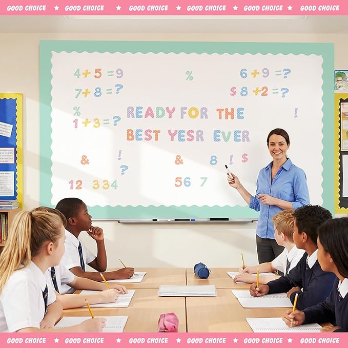 221 Pcs Checkered Bulletin Board Letters, Round Alphabet Number Punctuation Symbol Combo Letter Cutouts, Pastel Classroom Decor for Summer School Chalkboard Whiteboard Poster Wall