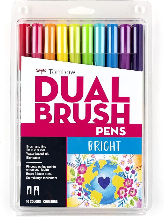TOM56185 - Tombow Dual Brush Art Pen 10-piece Set - Bright Colors
