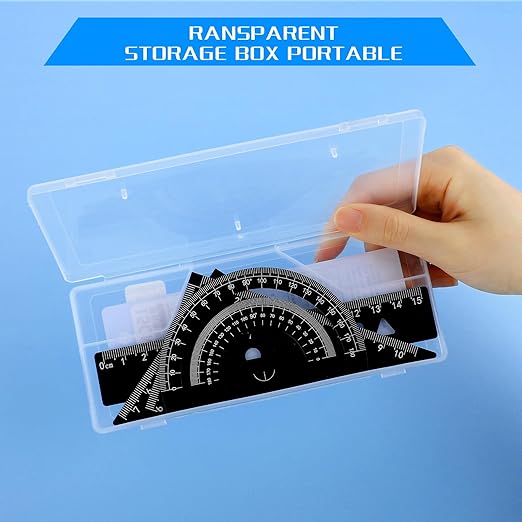 Mabor Metal Ruler Set 4Pcs Black Aluminum Alloy Triangle Rulers Straight Edge Ruler Geometric Protractor & Geometry Rulers Set for Drawing Drafting Supplies for Students Kids
