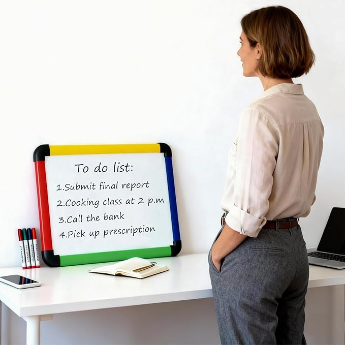 VIZ-PRO Small Board/Writing Whiteboard/Dry Erase Board,Colourful Frame - 12 X 8 Inches (10 Pack)