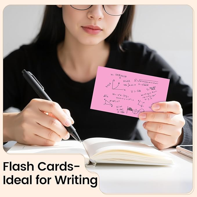 Index Cards 3x5 Inch, 300sheets, Flash Cards, Blank Pink Note Cards Paper For Studying, Schools Supplies, College, Office And Home Organization, Note Taking Supplies