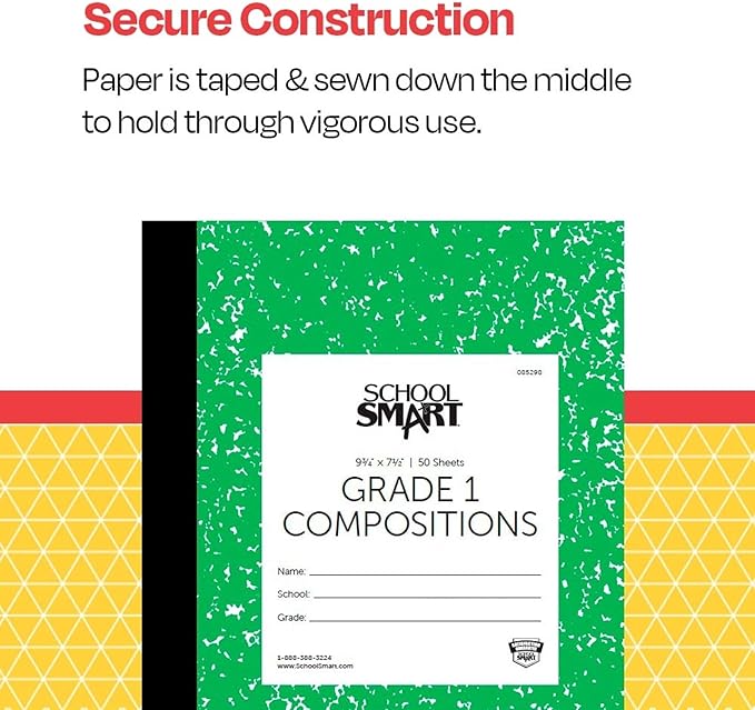 School Smart - 85298 Skip-A-Line Composition Book - Grade 1 - 9 3/4 x 7 3/4 - Green - 50 Sheets - 100 Pages