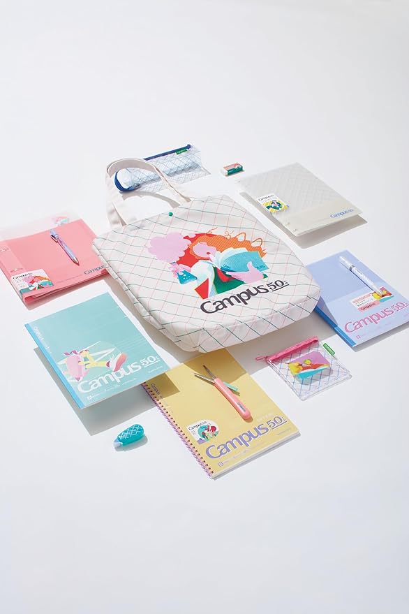 KOKUYO Composition Notebooks, 5 Pack Campus Semi-B5 Comp Book with Dot A 7mm Ruled, 30 Sheets, School Lined Notebook 50th Anniversary Edition, Journal Notebook for Women Work Study Note Taking