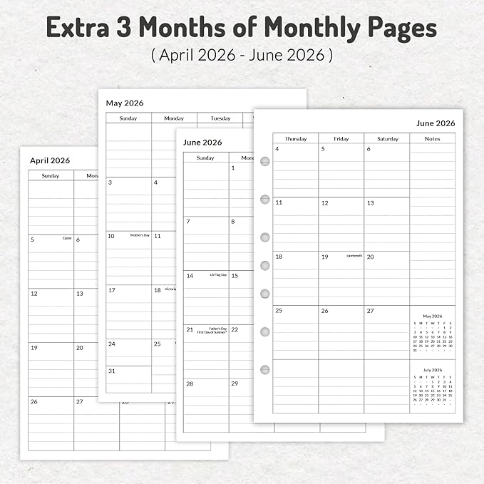 Forvencer 2026 Weekly & Monthly Planner Refills for A5 7-Ring Binders, July 2026 - Jun 2027, 7-Hole Punched Planner Inserts with Colorful Monthly Tabs, Small Calendar Organizers, 5-1/2" x 8-1/2"