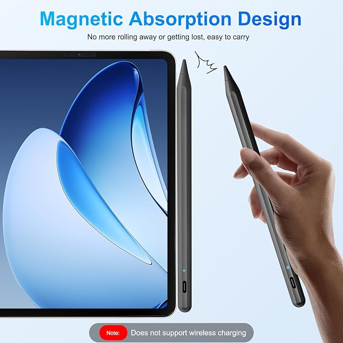 2 Pack Stylus Pen for iPad Apple:Fast Charge for iPad Pencil Apple Pen with Palm Rejection Tilt Sensitivity - Pen for iPad 10/9/8/7/6, iPad Pro 12.9"/11"/13" M4, iPad Mini 6/5, iPad Air 5/4/3/M2 Black