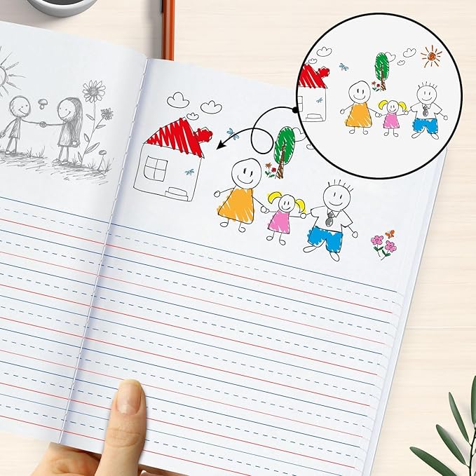 Rosmonde 1000 Pack (Pallet) Bulk Composition Notebook, Primary Ruled Sheets with Drawing Space, 100 Sheets (200 Pages), 9-3/4 x 7-1/2, Writing Journal for Grades K-2 School Supplies, 4-7 Days Transit