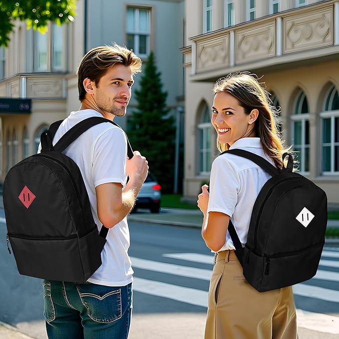 12 Pack Backpacks in Bulk,17-inch Lightweight Bookbags for Elementary,Middle,and High School Students,Bulk Backpacks for Kids,Boys,Girls,Classroom,Travel,Gym Supplies (Black)