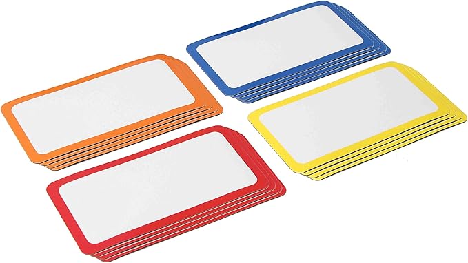 Dry Erase Magnetic Labels - Set of 25-4x2 Inches - Classroom Whiteboard Name Plate Tag Magnets